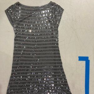 Silver sequins and gray dress